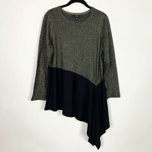 Alfani Modern Animal Sweater Plus Size 0X Gold Black Asymmetrical Long Sleeve